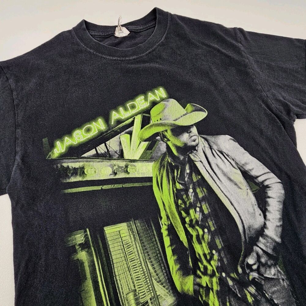 Jason Aldean 2014 Night Train Tour T Shirt Black Country Concert Graphic Tee